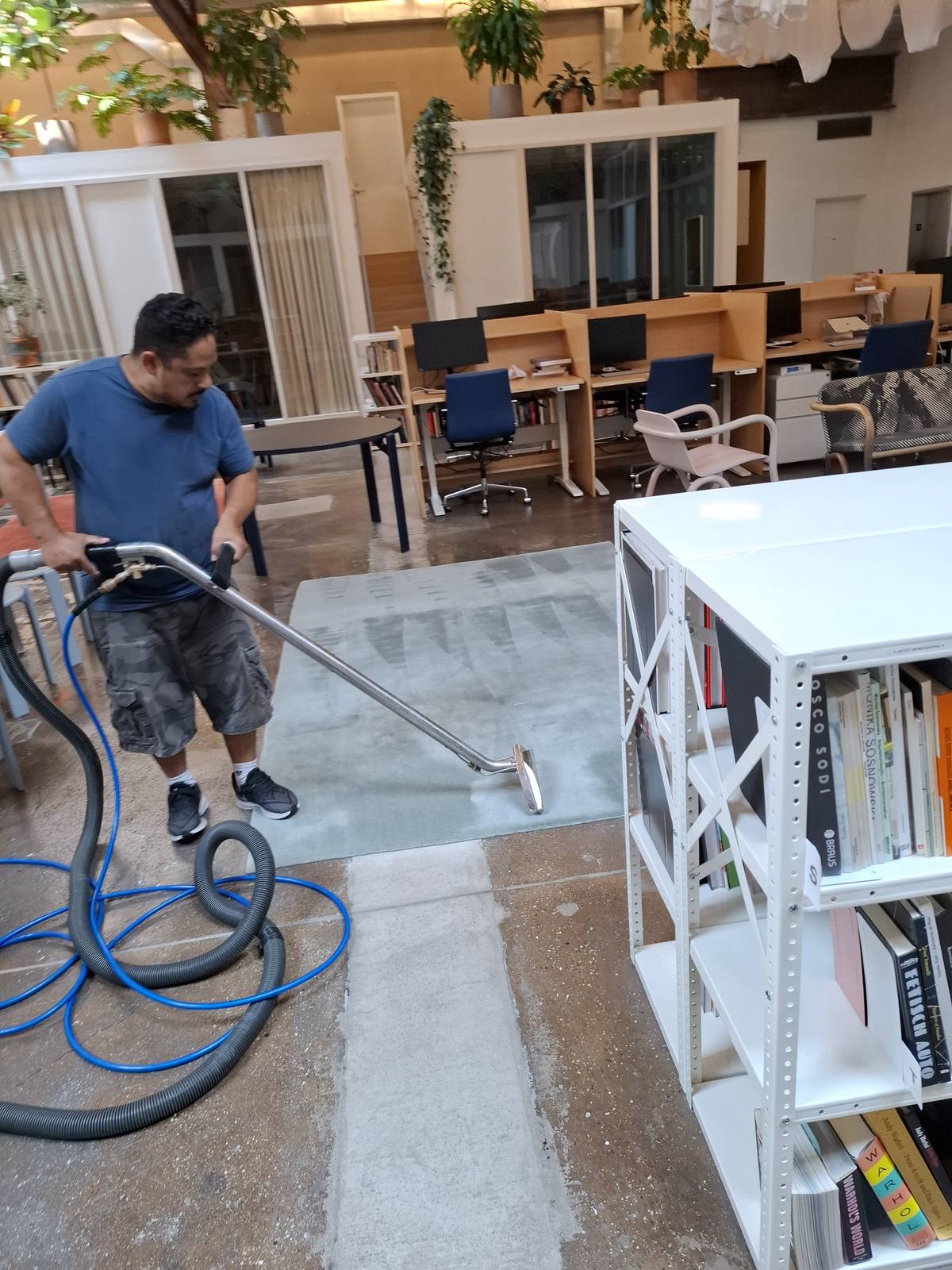 ABC Carpet Cleaning technician deep cleaning a carpet in Lynbrook, NY